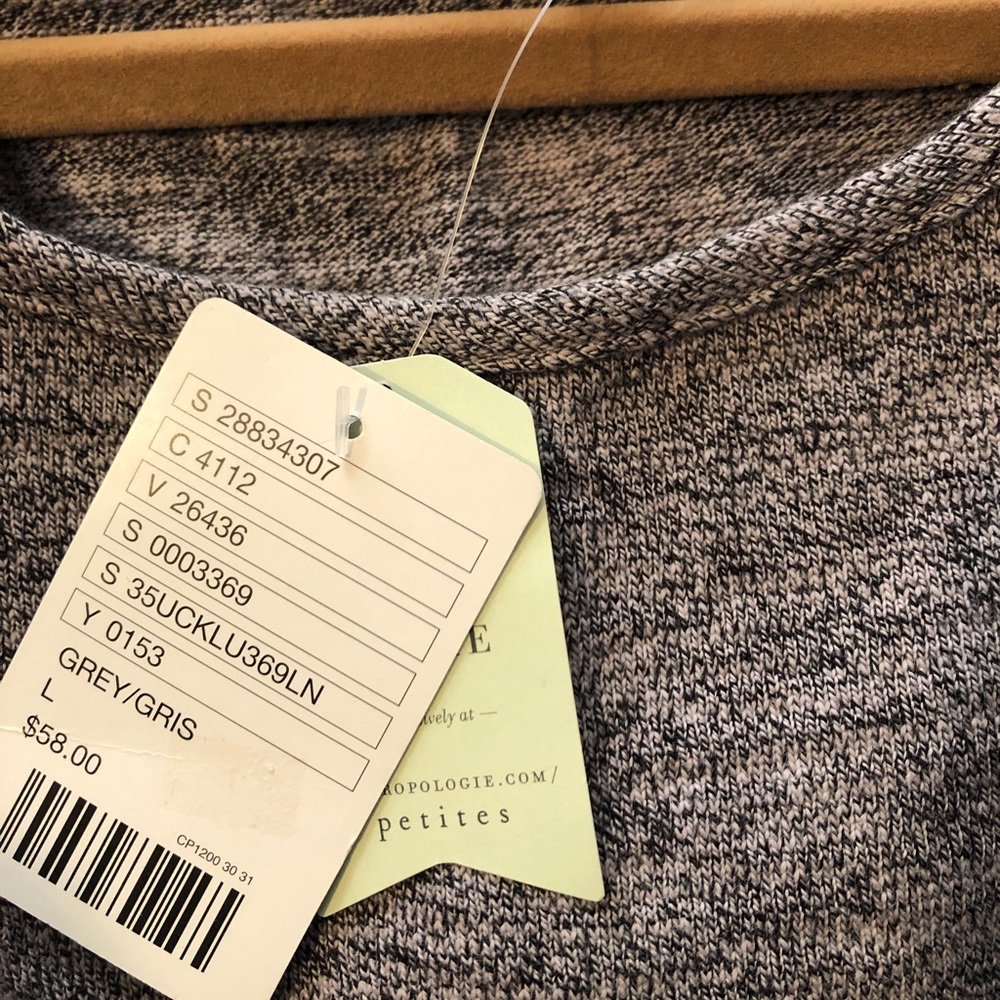 NWT Anthropologie Gray Short Sleeve Peplum Sweater - Picture 3 of 4